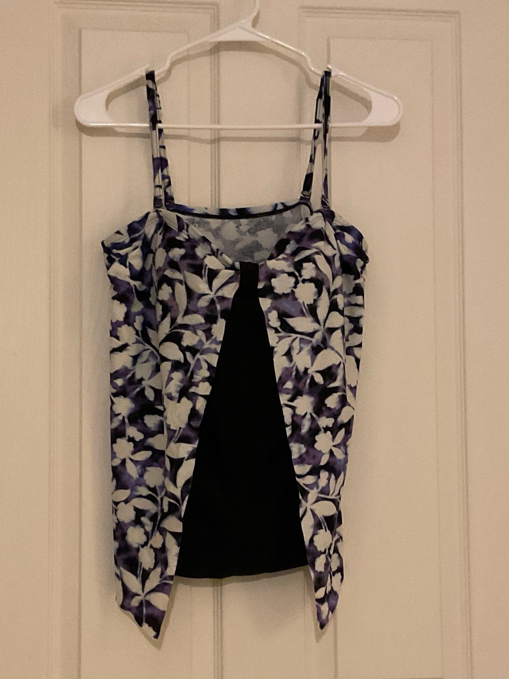 croft & barrow Purple Floral & Black Layered Swim top